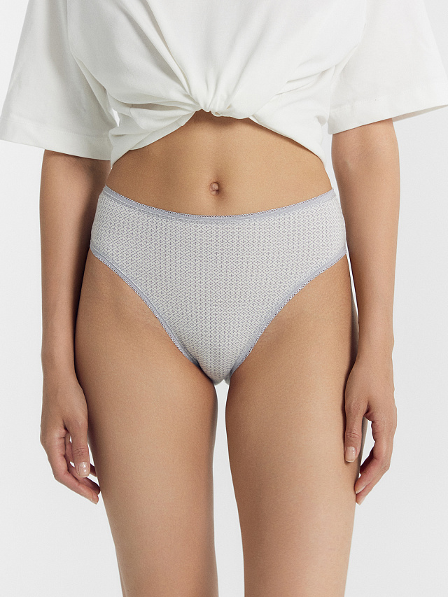 Трусы женские классические мультипак (3 шт.) молочно-бежевые с орнаментом