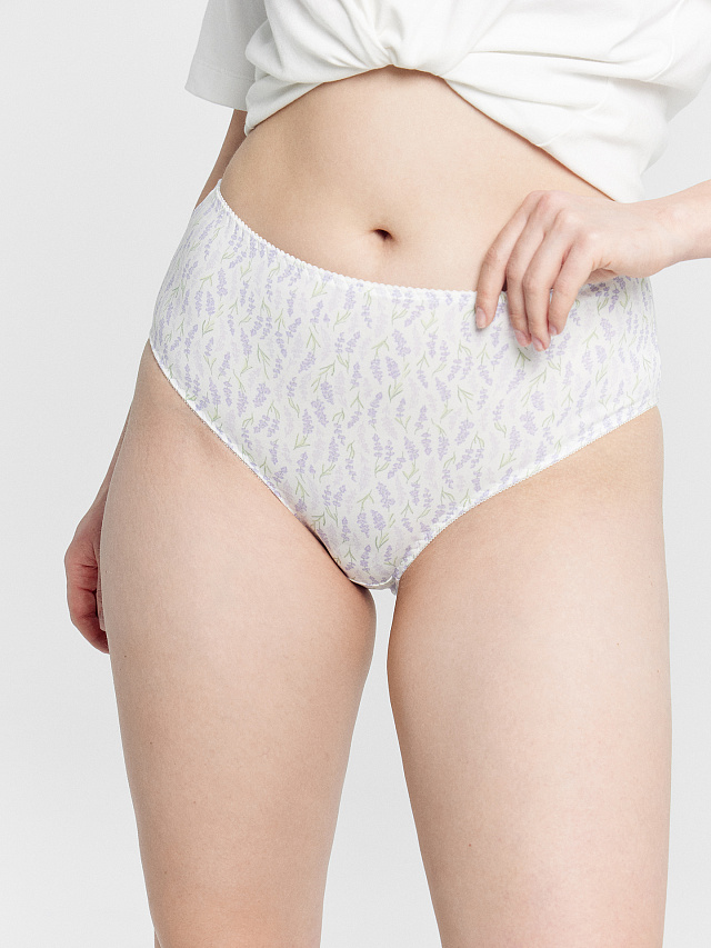 Трусы женские макси мультипак (3 шт.) молочно-бежевые с лавандой