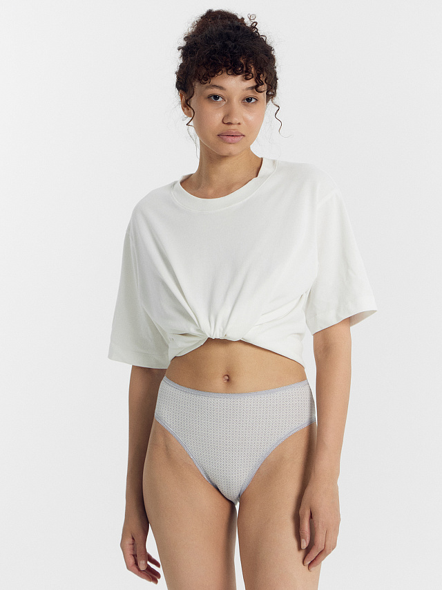 Трусы женские классические мультипак (3 шт.) молочно-бежевые с орнаментом