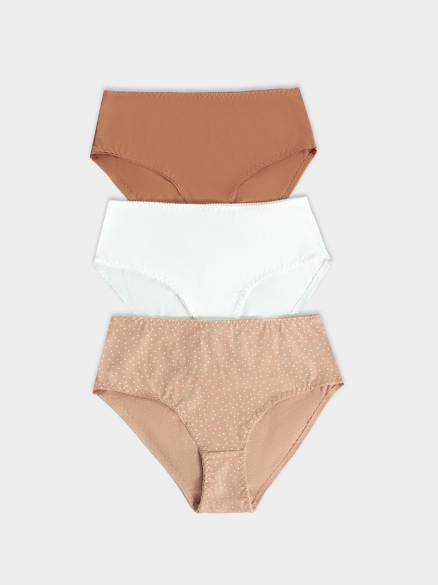 Трусы женские макси мультипак (3 шт.) бежевые в горошек