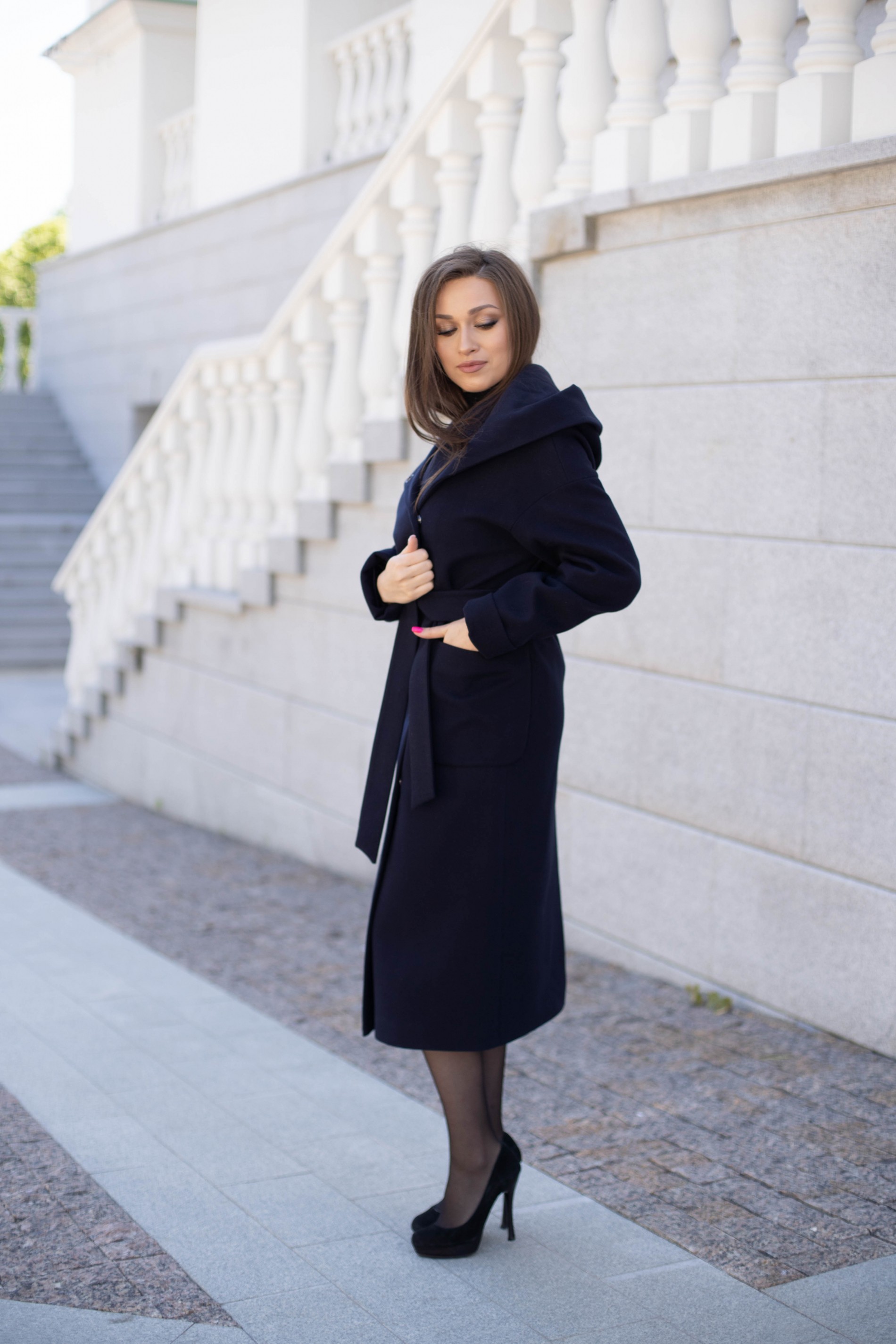 Пальто женское демисезонное 22950 (синий)