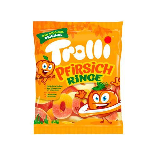 Жевательный мармелад Trolli Pfirsichringe - персиковые колечки 100гр