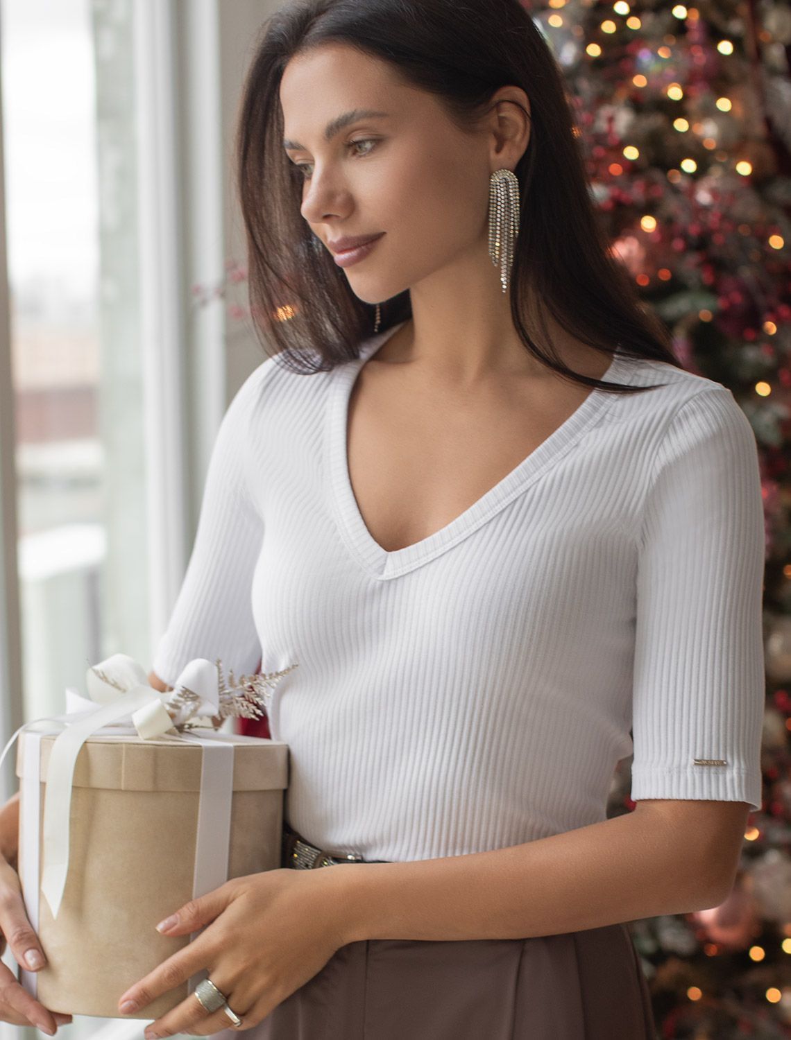 Джемпер из трикотажа в широкий рубчик