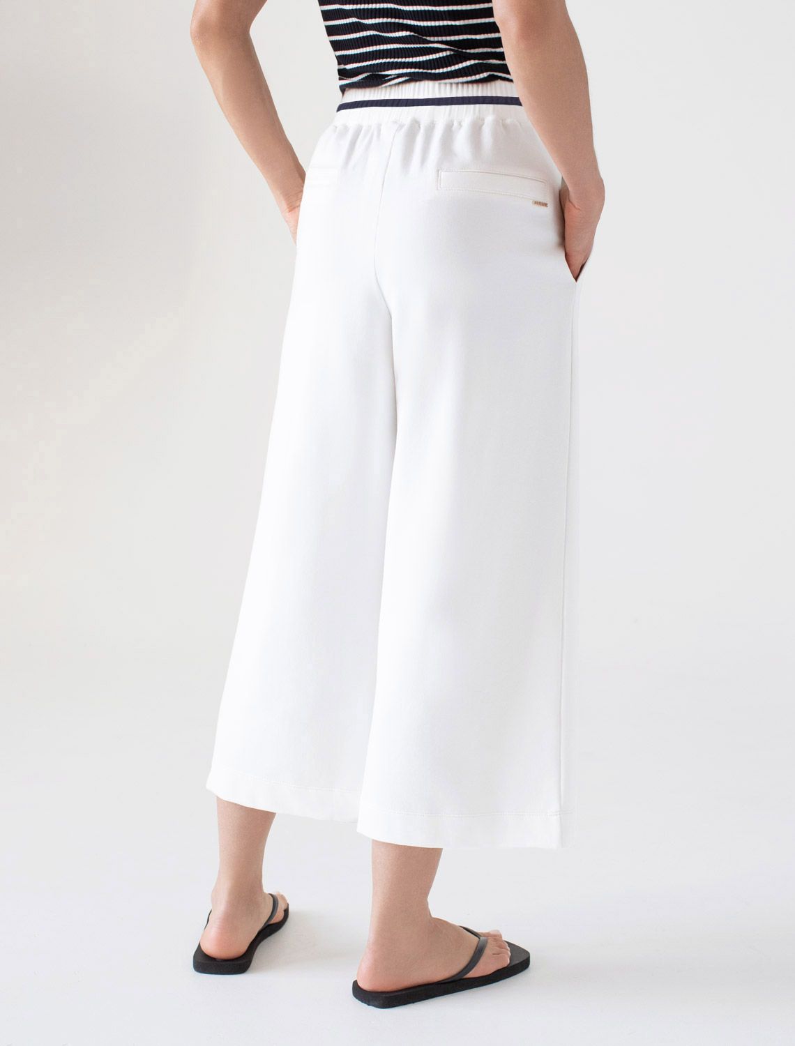 Укороченные широкие брюки из эластичного футера двухнитки