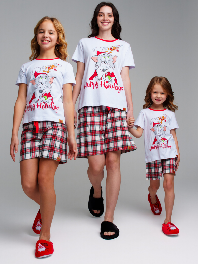 Комплект для девочек: фуфайка трикотажная (футболка), шорты текстильные разноцветный 42346002