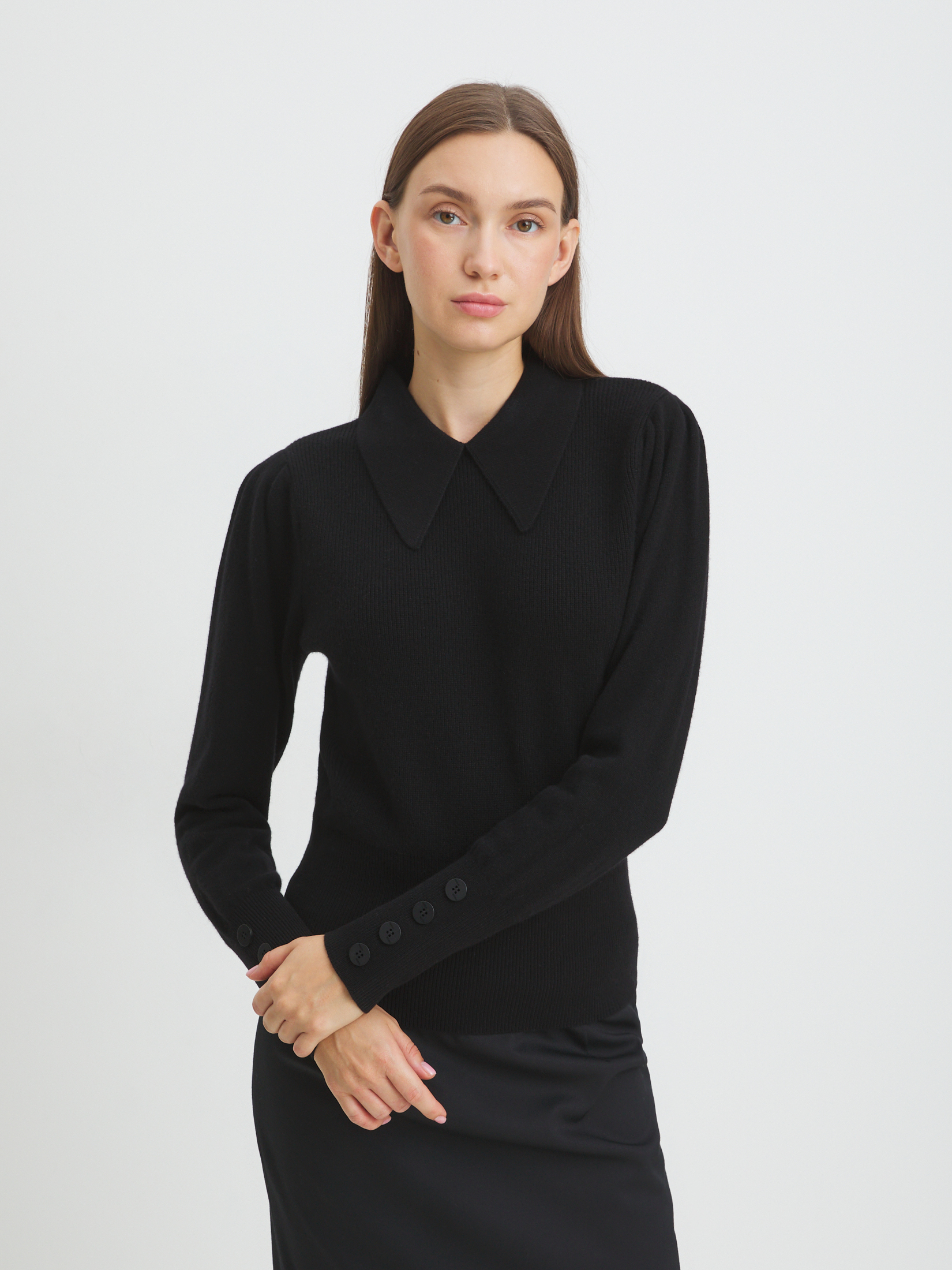 Женский джемпер поло MAISON DAVID 4273126, черный