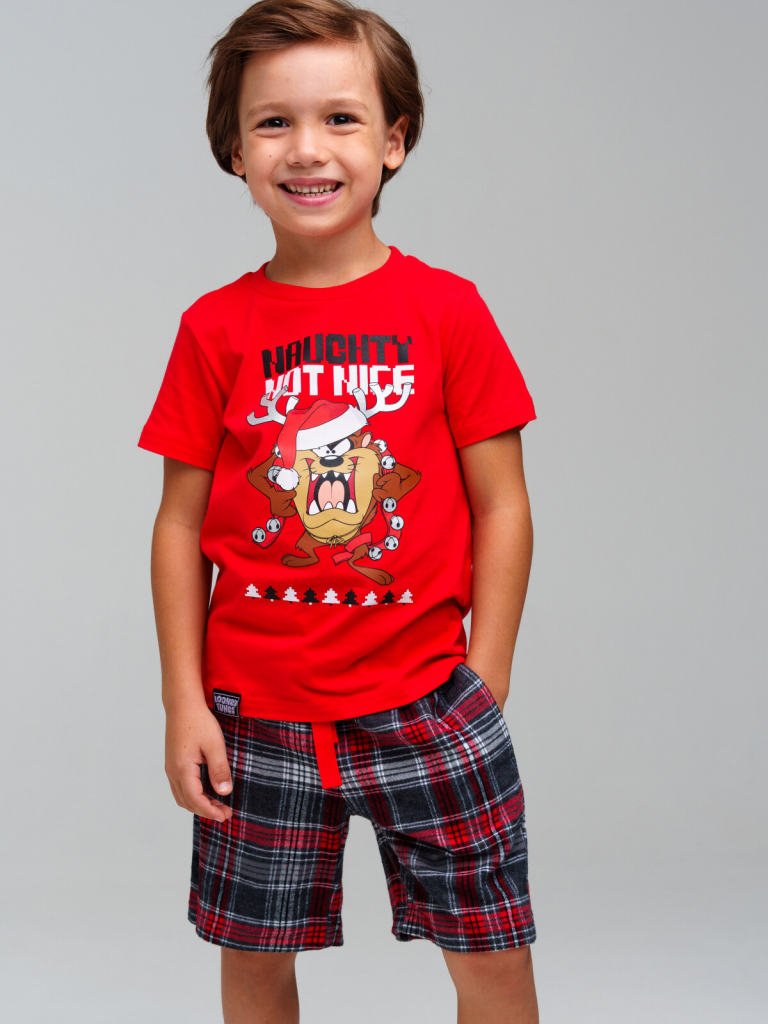 Комплект для мальчиков: фуфайка (футболка) трикотажная, шорты текстильные красный,черный,белый 42432003