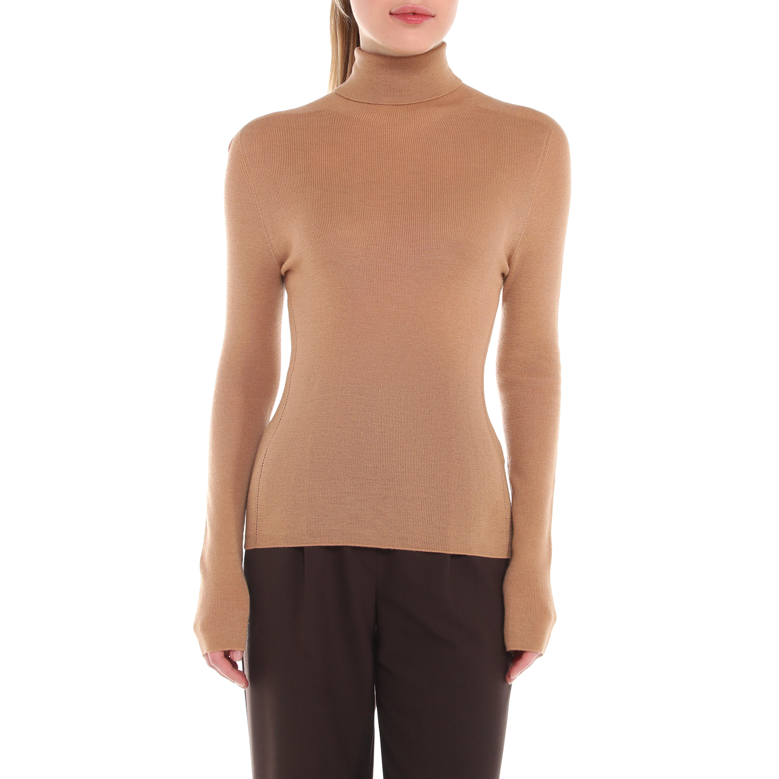 Женская бесшовная водолазка MAISON DAVID 4090141, светло-коричневый