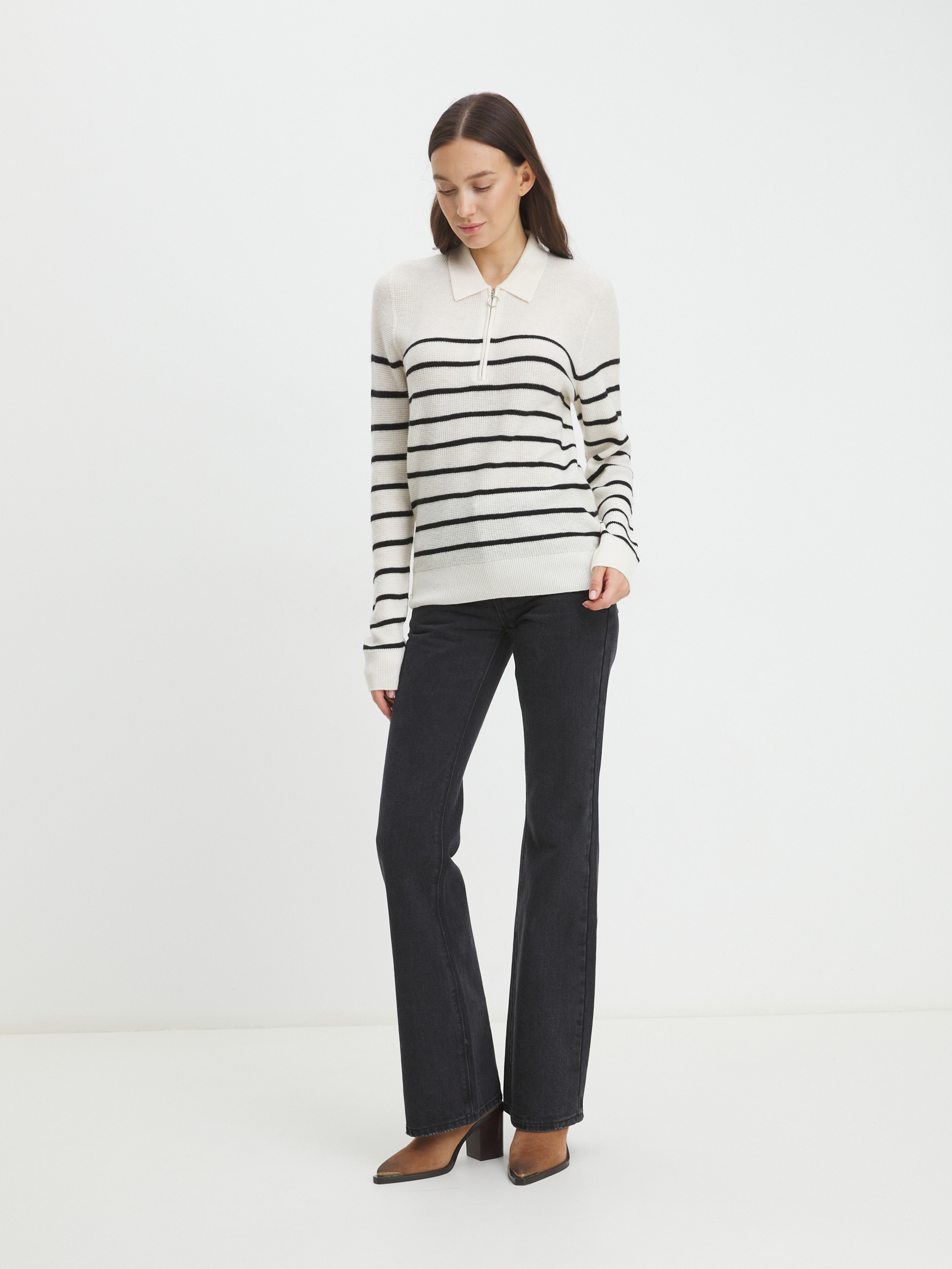 Женский джемпер поло MAISON DAVID 4332713, молочно-белый