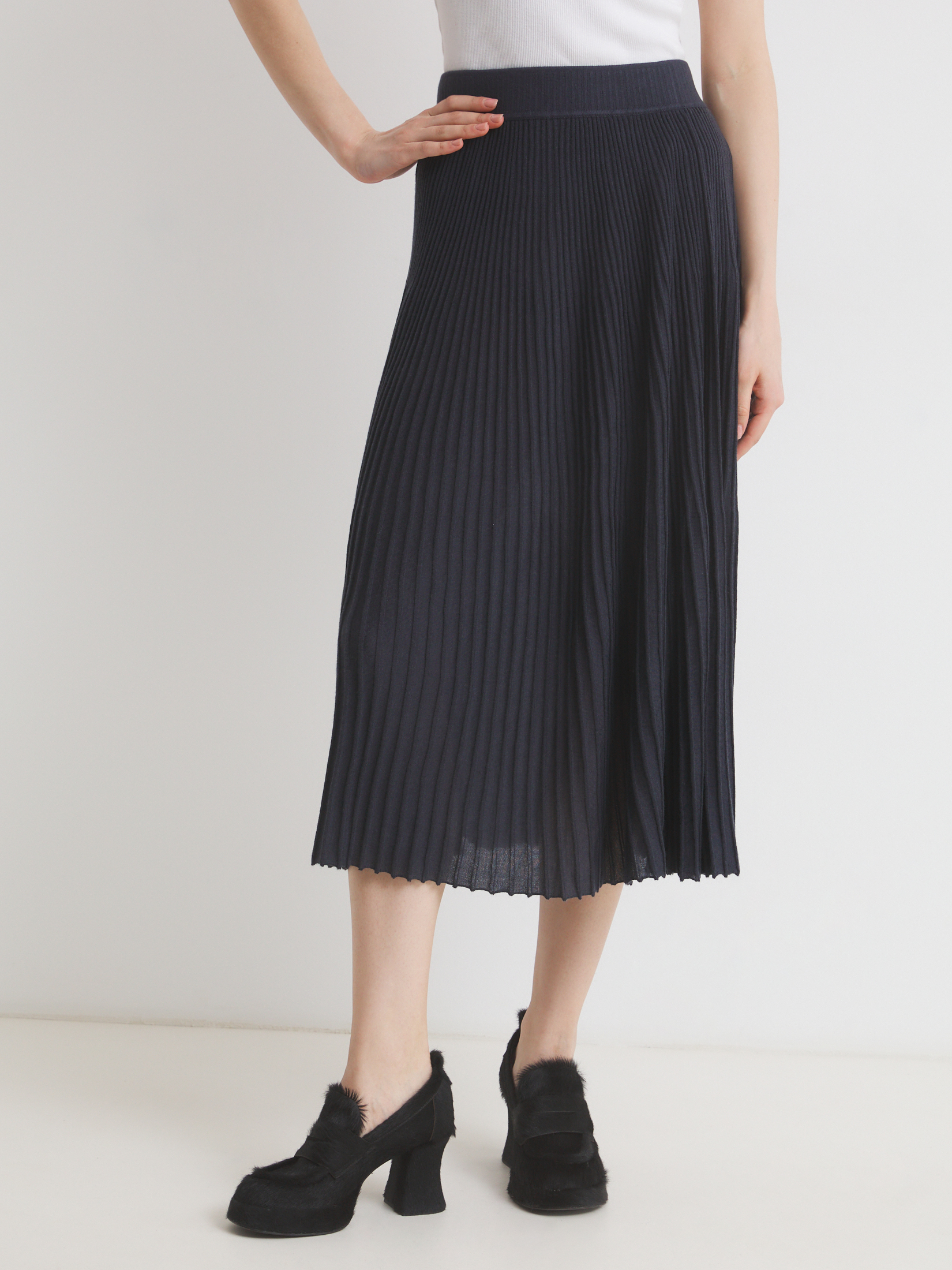 Плиссированная юбка MAISON DAVID 4536577, серо-синий