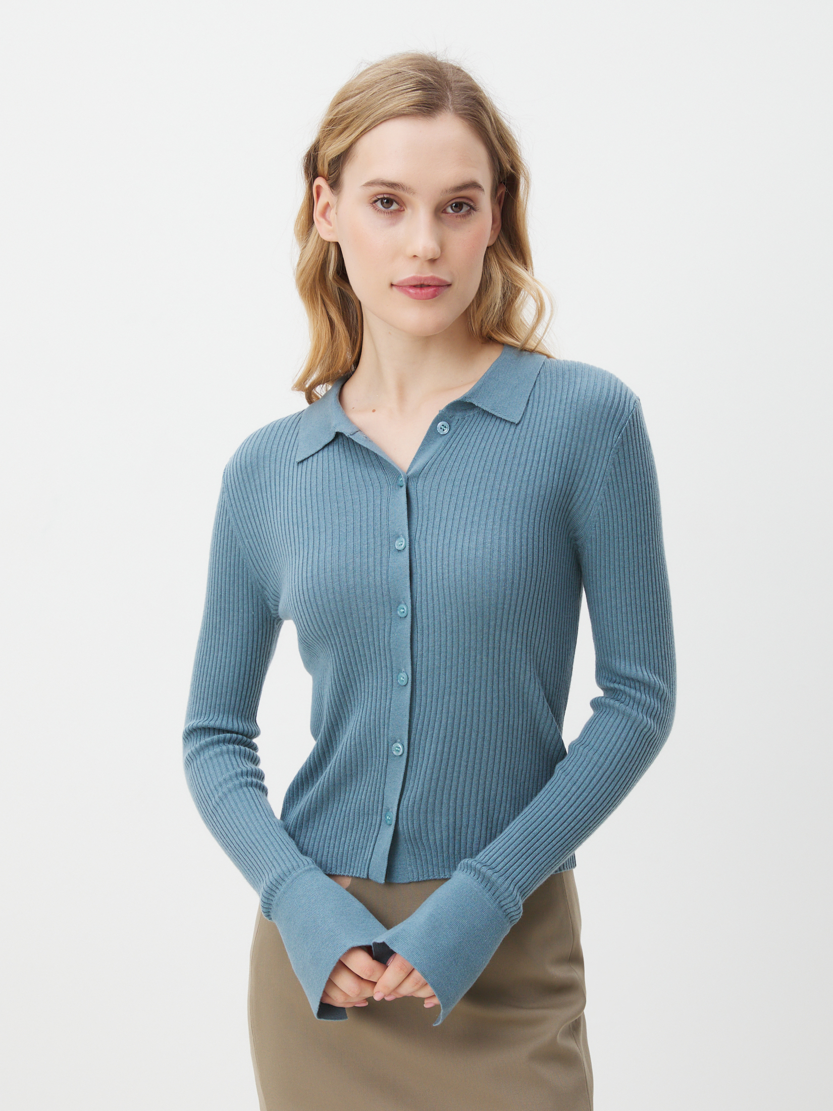 Женский кардиган MAISON DAVID 4451127, серо-лазурный