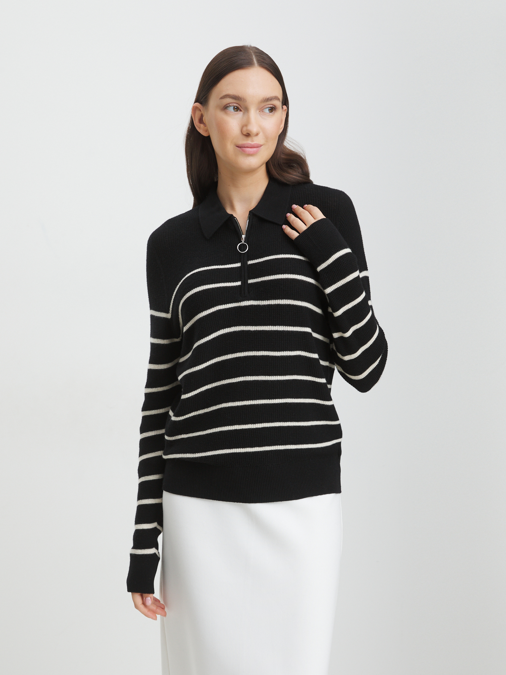 Женский джемпер поло MAISON DAVID 4332723, черный