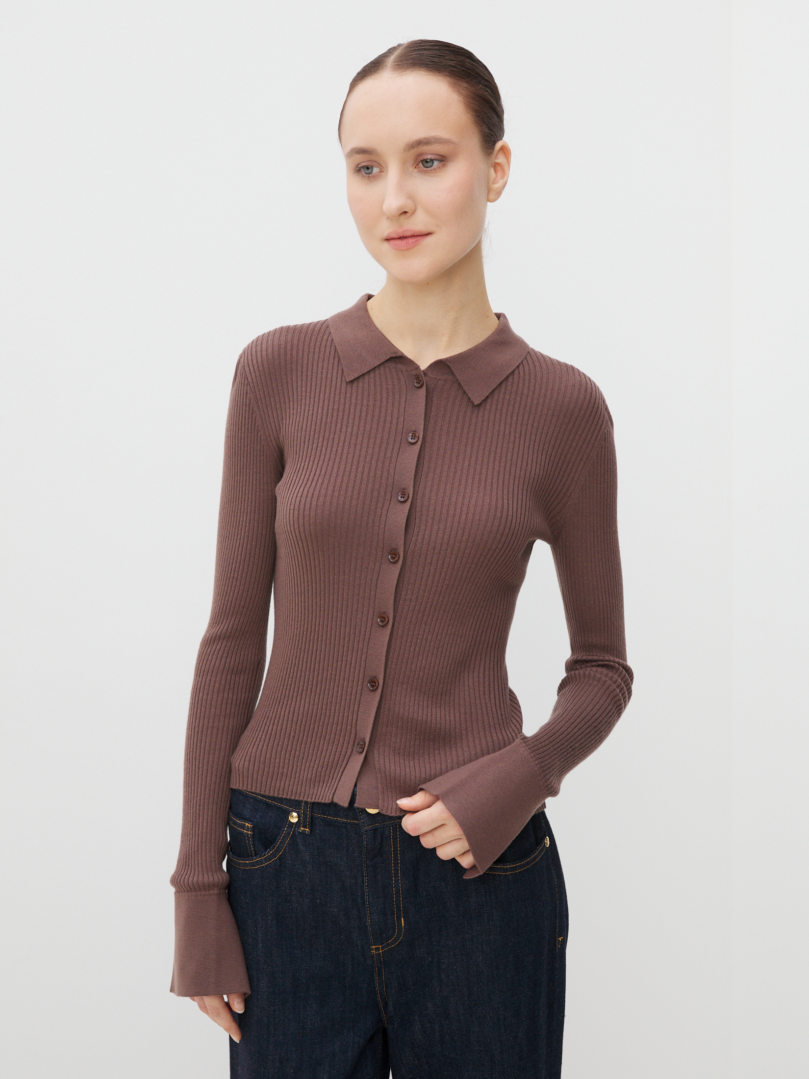 Женский кардиган MAISON DAVID 4451159, пыльно-коричневый