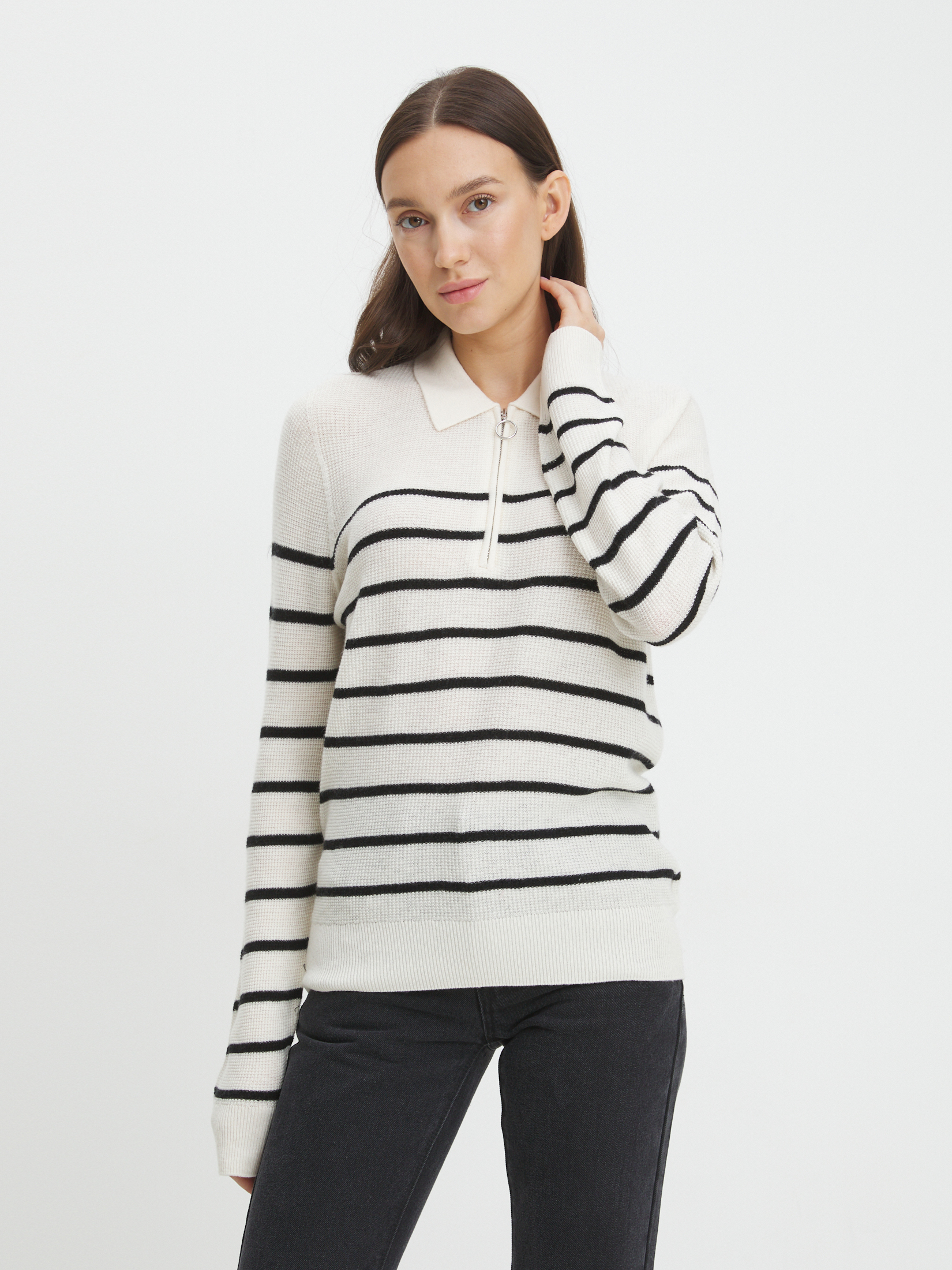 Женский джемпер поло MAISON DAVID 4332713, молочно-белый