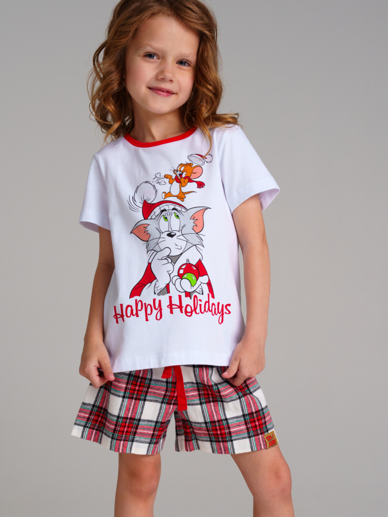 Комплект для девочек: фуфайка трикотажная (футболка), шорты текстильные разноцветный 42346001