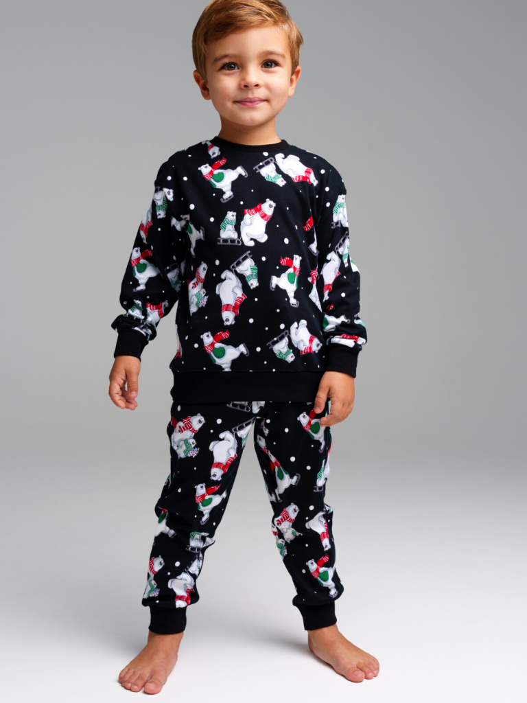 Пижама трикотажная для мальчиков тёмно-синий 42316056