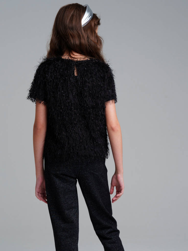 Блузка трикотажная для девочек черный 42221010