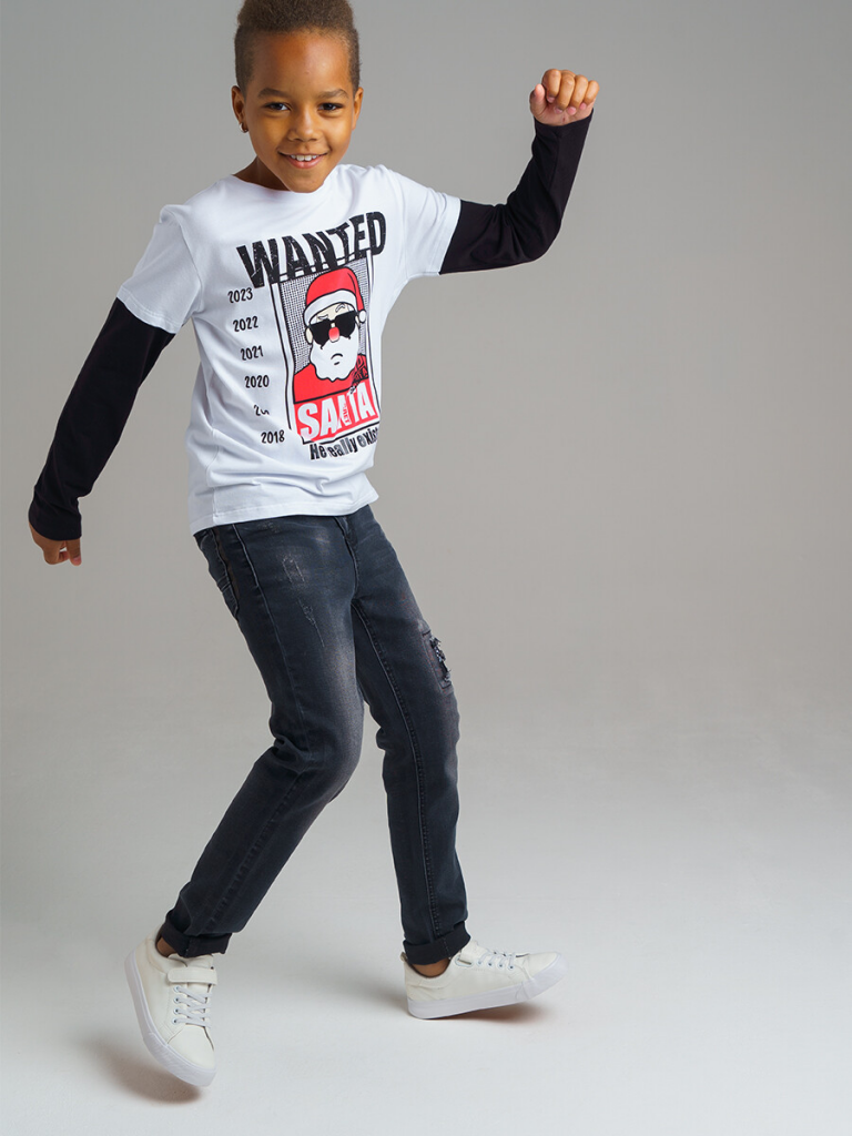 Лонгслив для мальчика белый,черный 42011017