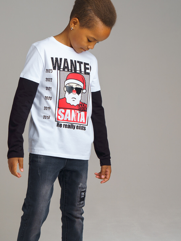 Лонгслив для мальчика белый,черный 42011017