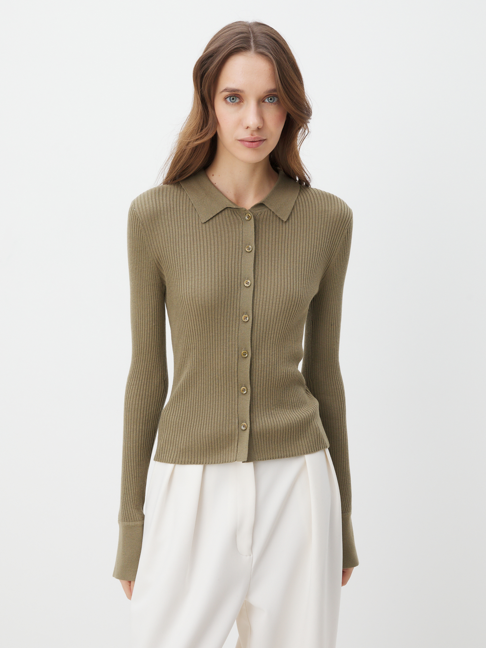 Женский кардиган MAISON DAVID 4451147, бежево-зеленый