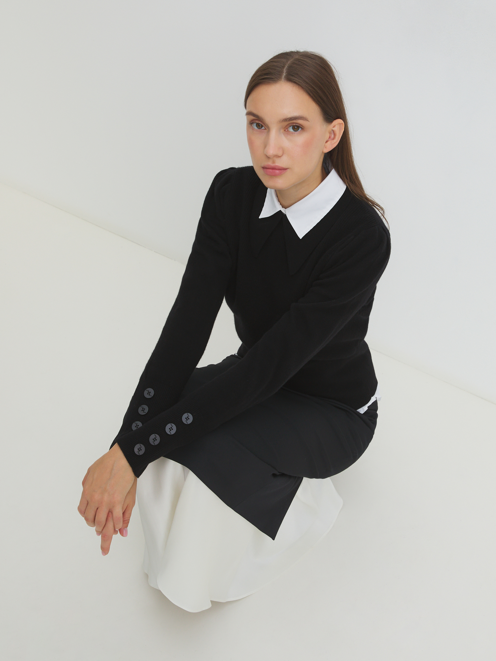 Женский джемпер поло MAISON DAVID 4273126, черный