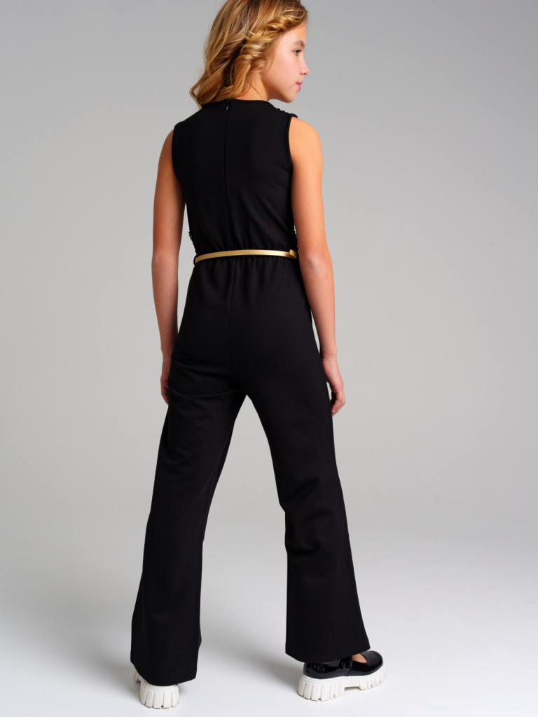 Комбинезон трикотажный для девочек черный 42321019