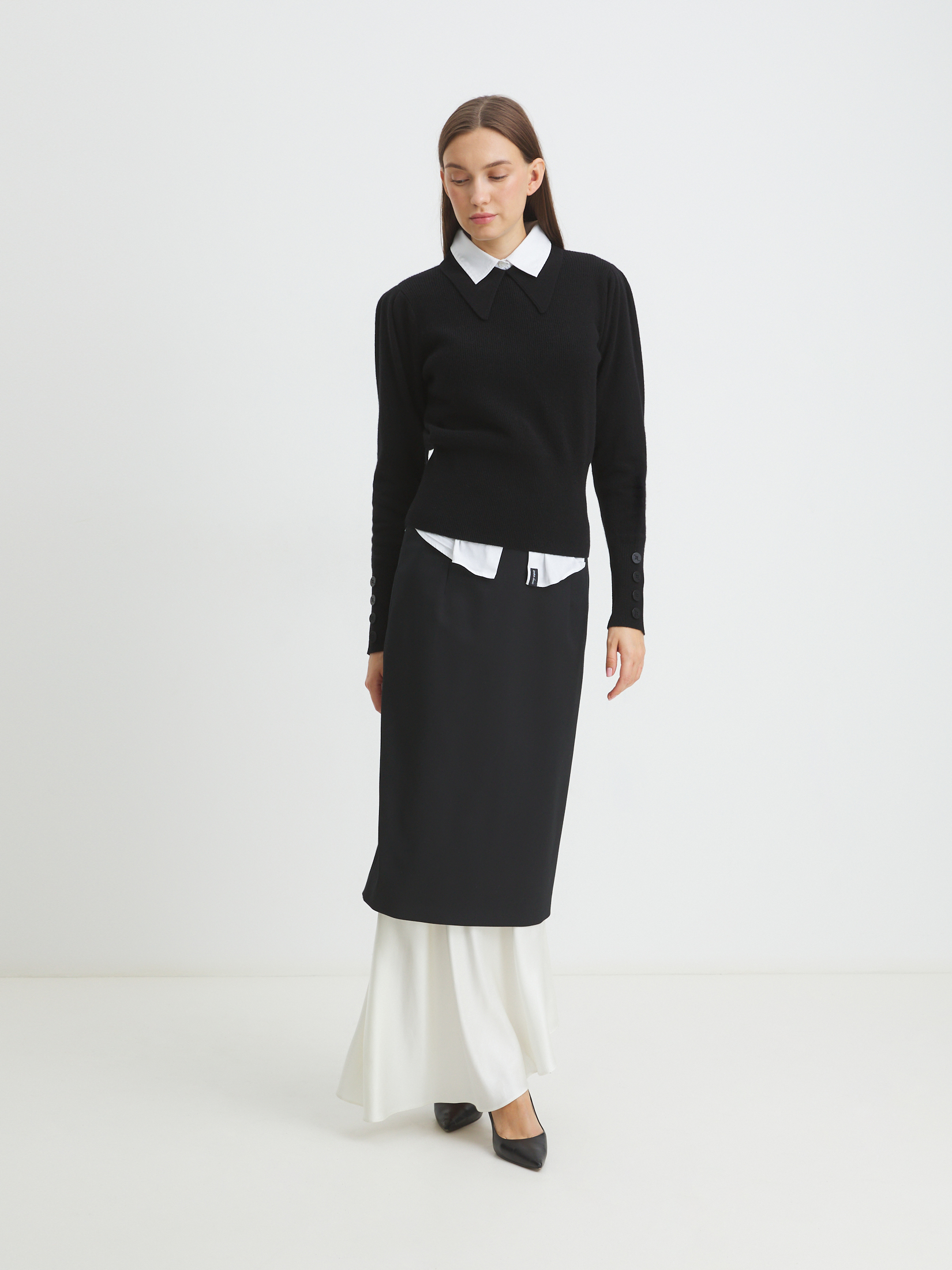 Женский джемпер поло MAISON DAVID 4273126, черный