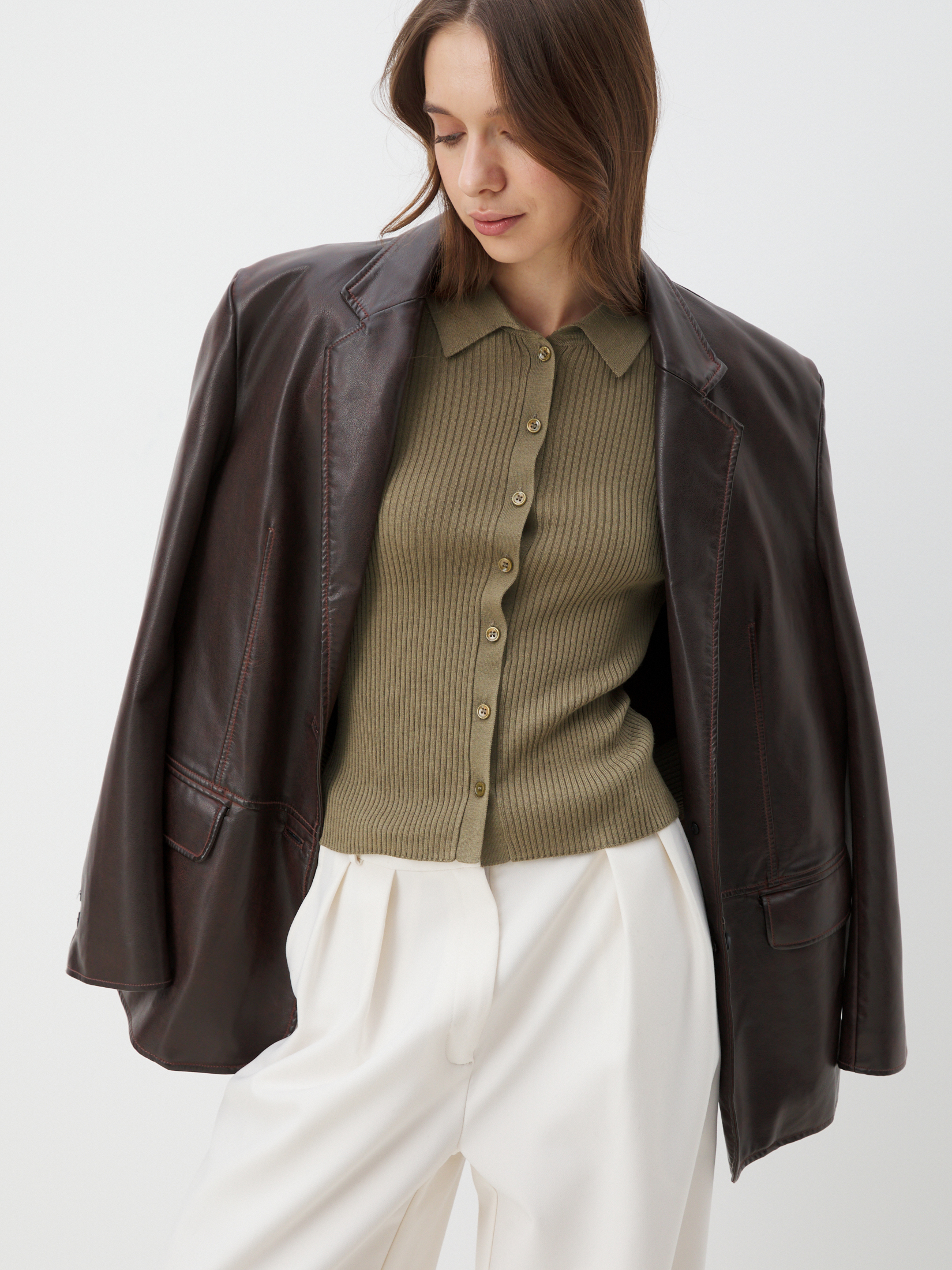 Женский кардиган MAISON DAVID 4451147, бежево-зеленый