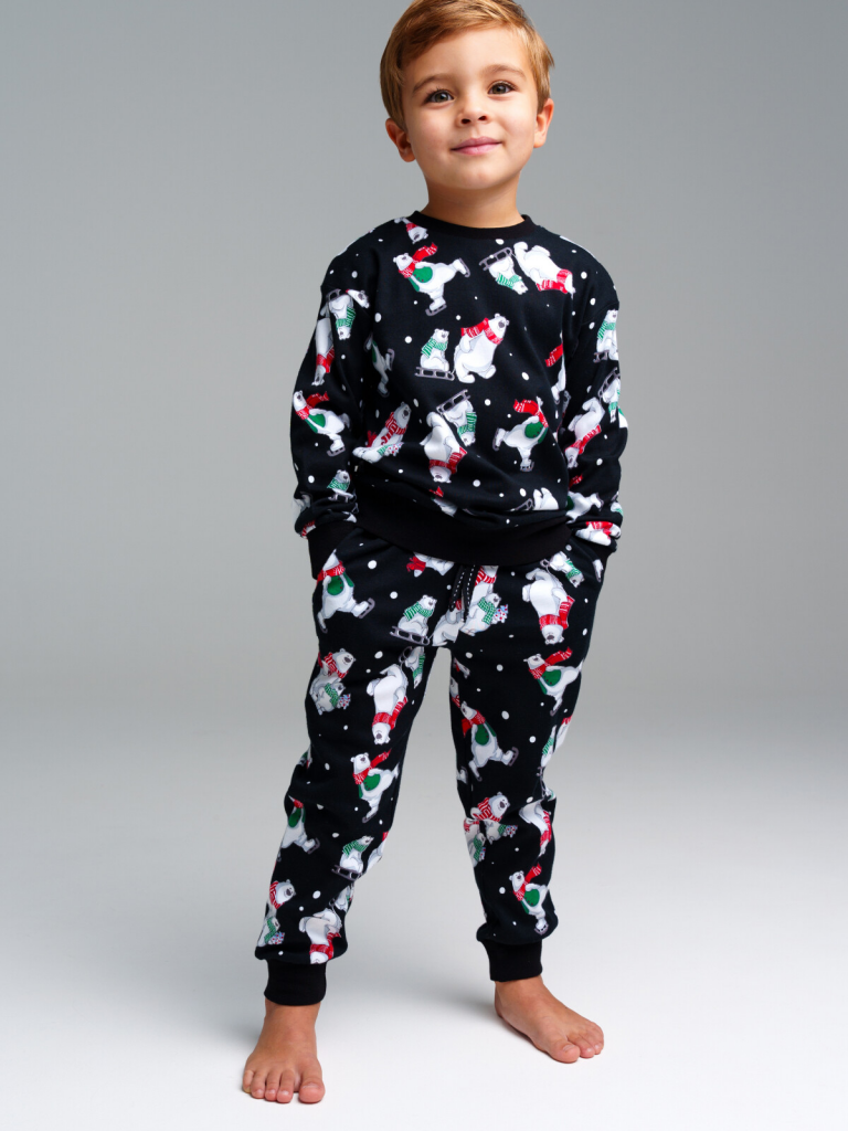 Пижама трикотажная для мальчиков тёмно-синий 42316056