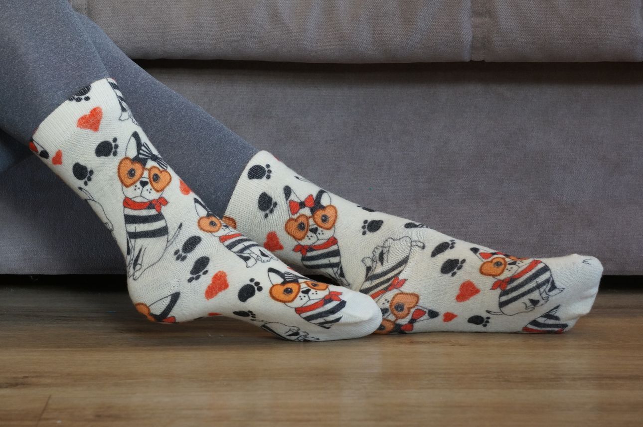 012 Slim Тонкие шерстяные носки Бульдожек Интиллегент