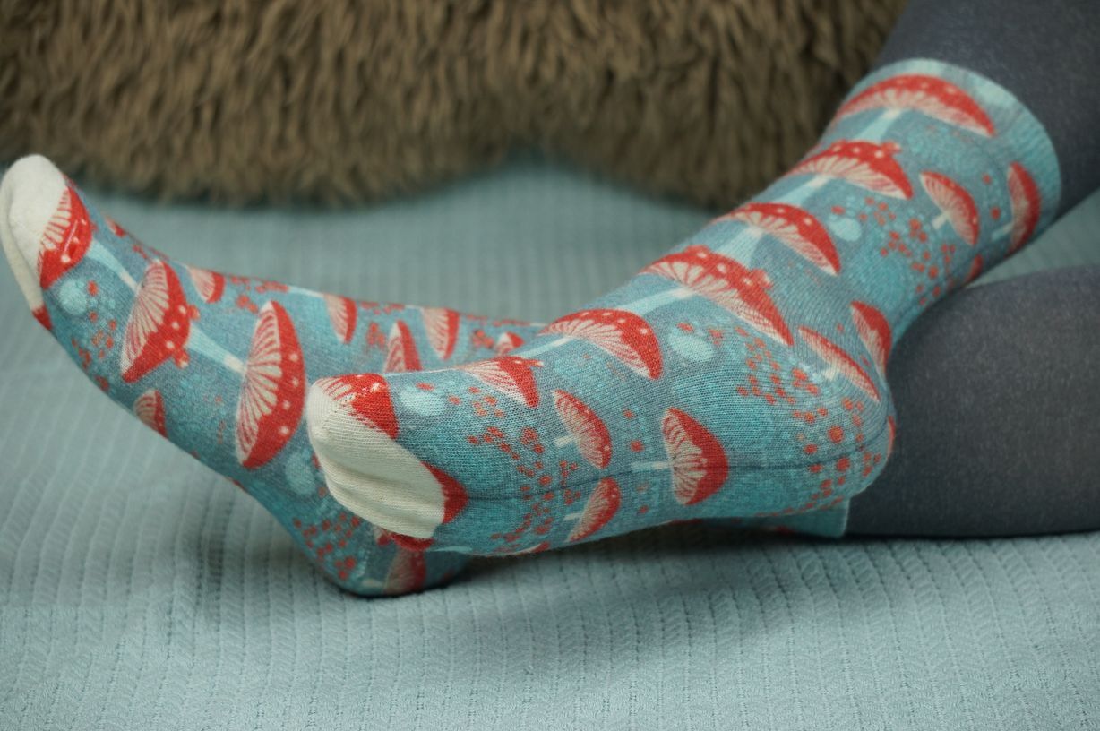 130 Slim Тонкие шерстяные носки Грибы мухоморы