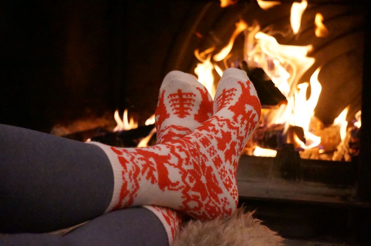 080 Slim Тонкие шерстяные носки Жаккард Лось Красный