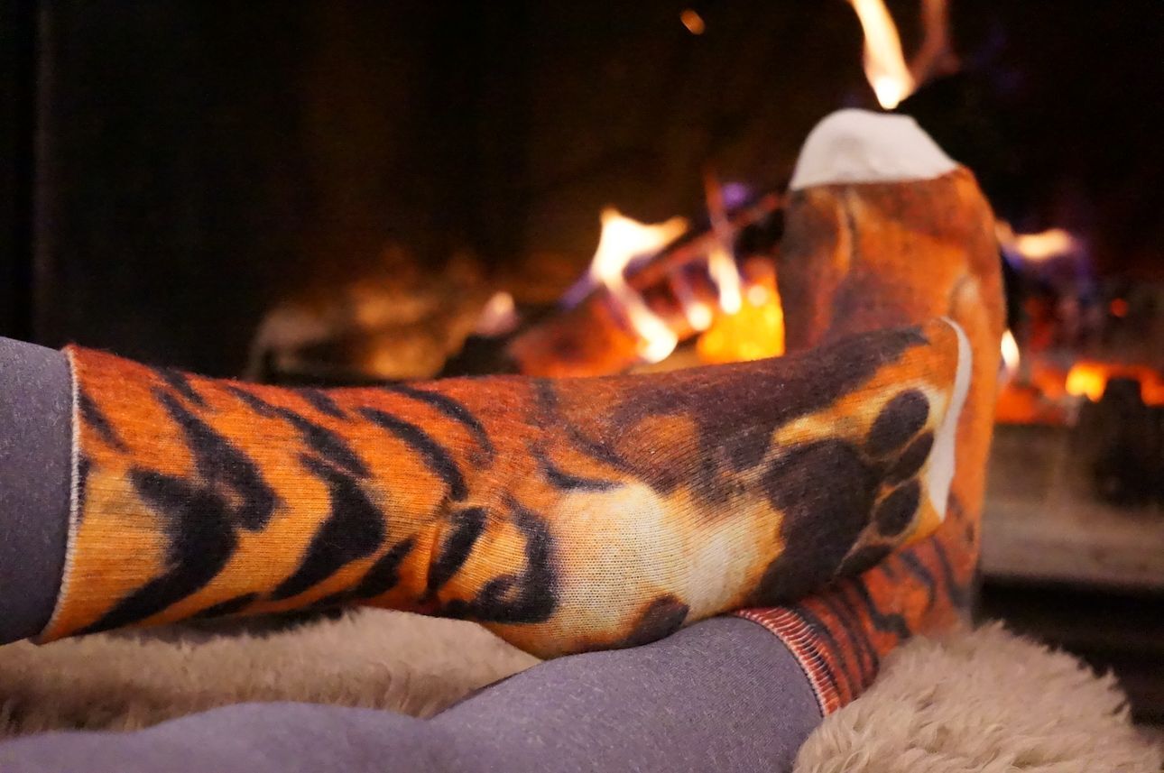 099 Slim Тонкие шерстяные носки Серия лапы. Тигр