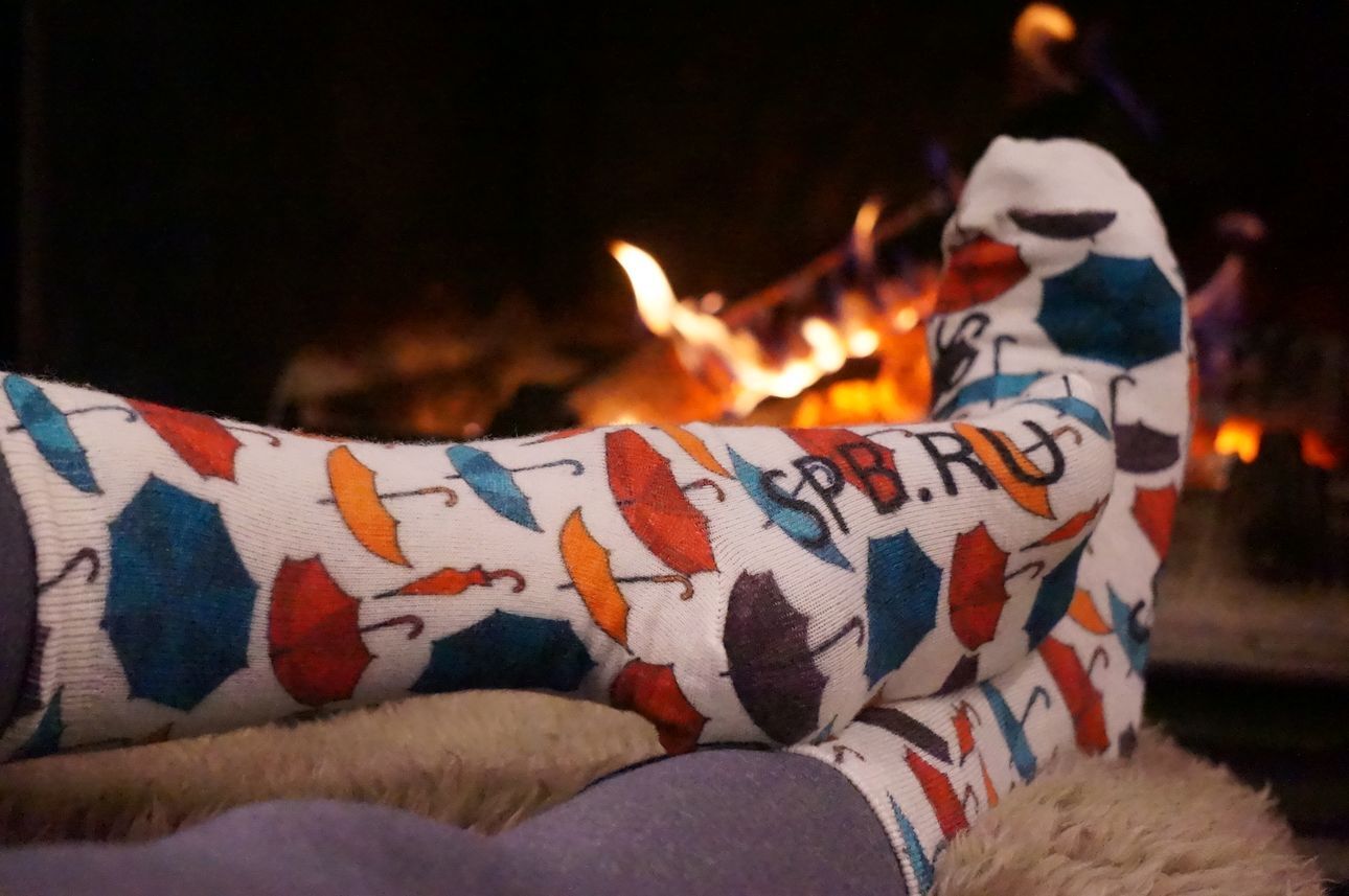 094 Slim Тонкие шерстяные носки Питер. Зонтики