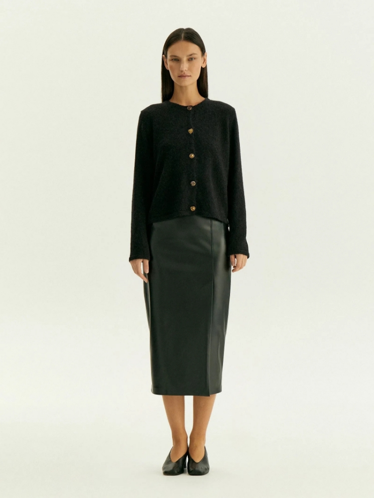 Юбка из экокожи ,65% полиуретан, 35% полиэстер ,