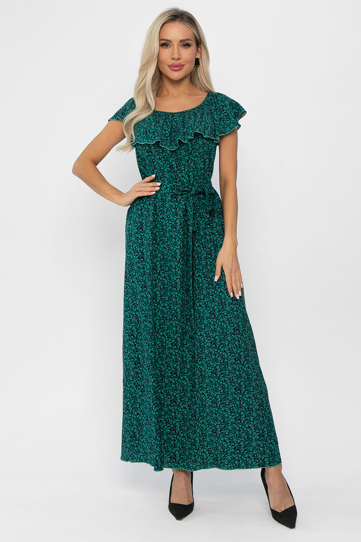 Платье Элинор макси (зеленое) П13759-12М