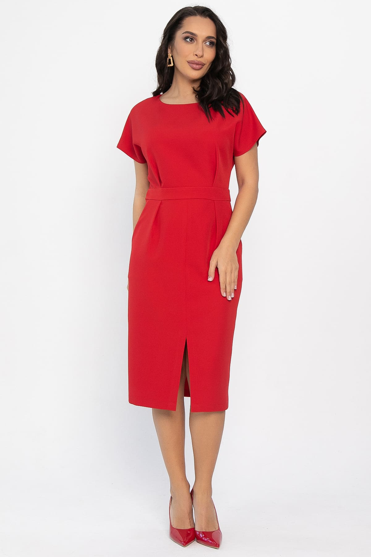 Платье с карманами Утренняя роса (красное) П14372-16М