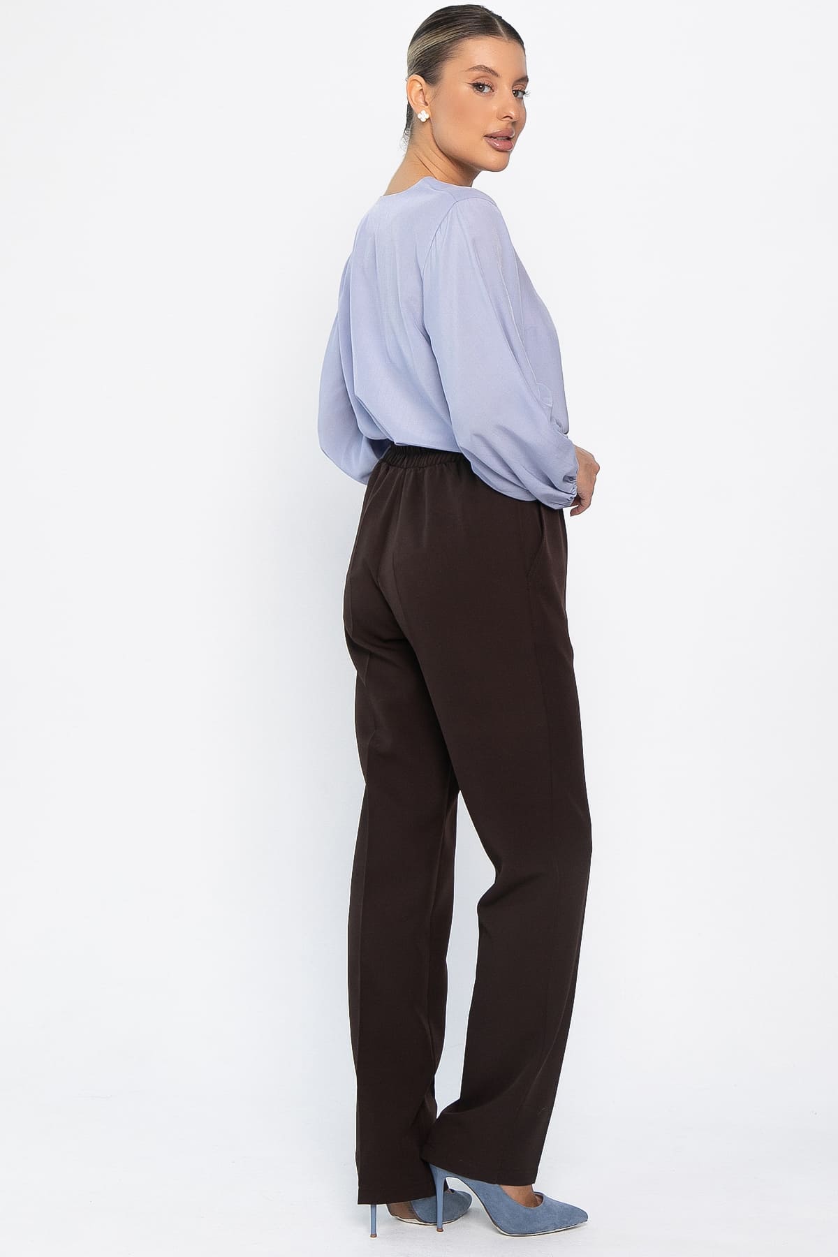 Брюки на резинке Эльда (коричневые) Б14332-9М