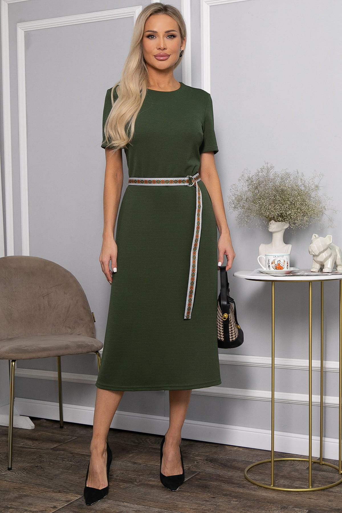 Платье трикотажное Парижанка (зеленое) П14415-10М