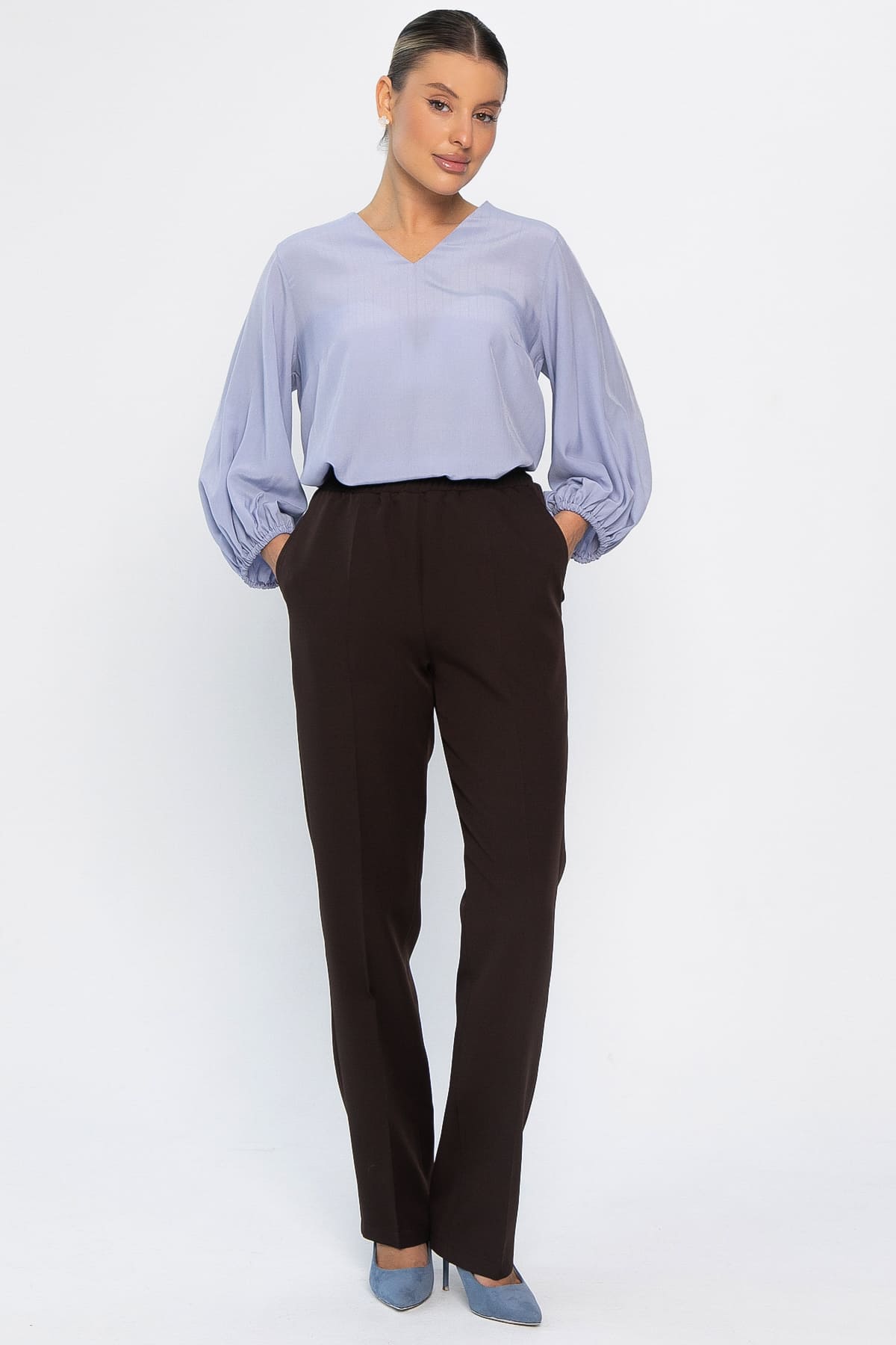 Брюки на резинке Эльда (коричневые) Б14332-9М