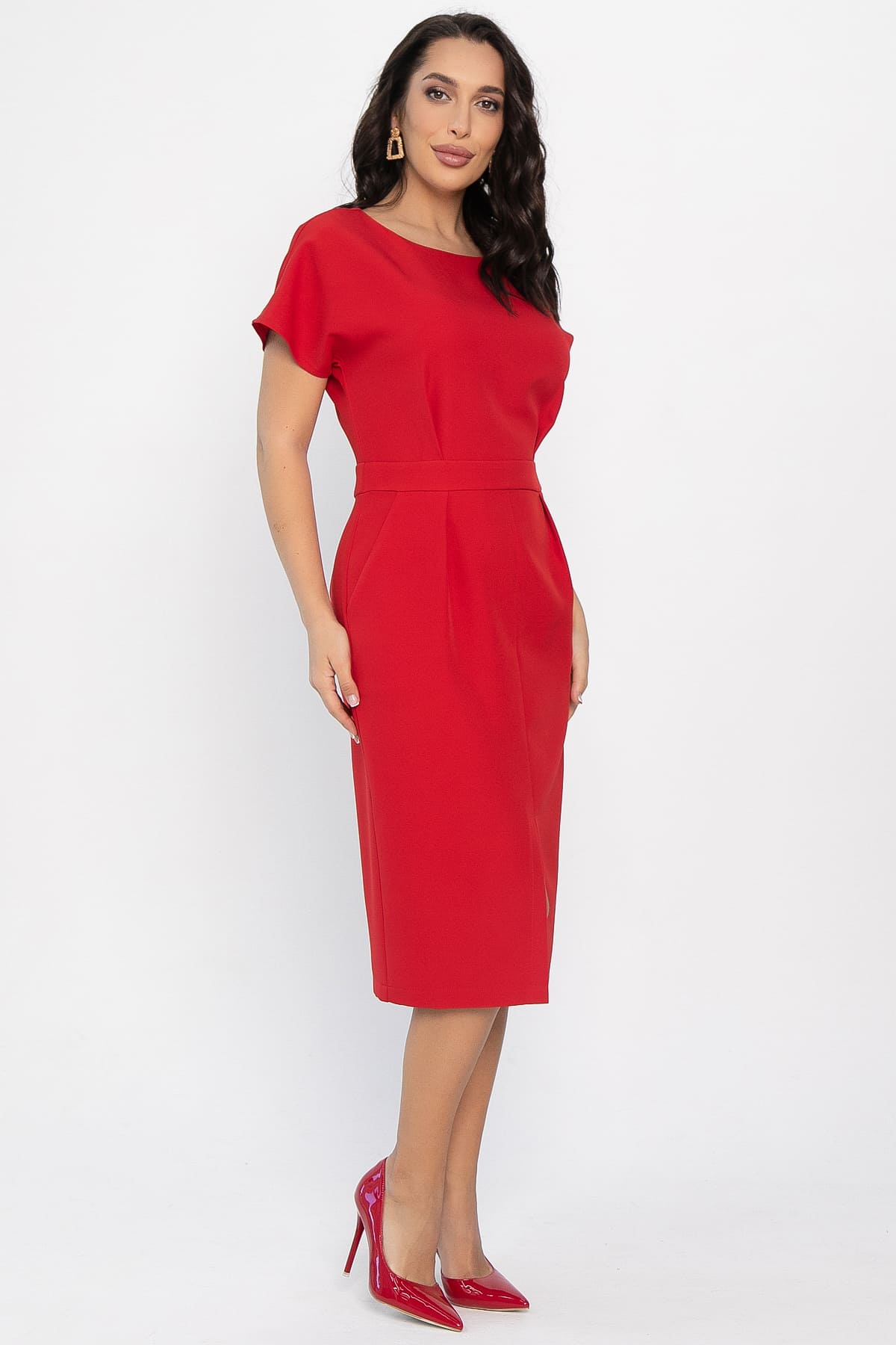 Платье с карманами Утренняя роса (красное) П14372-16М