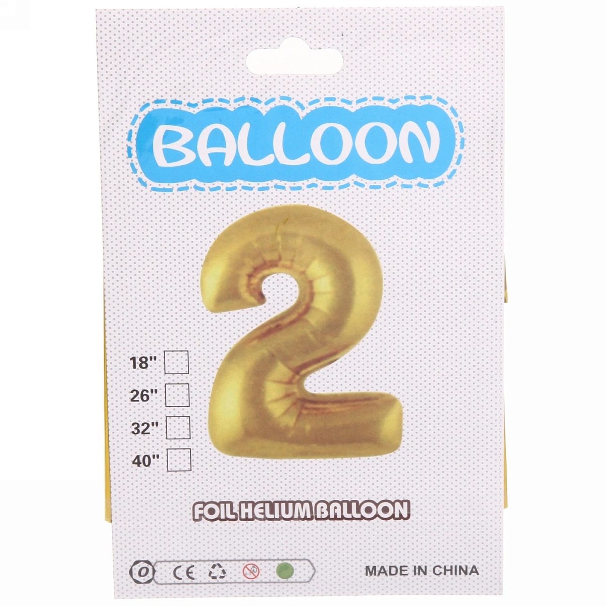 Шар фольгированный 81 см “Цифра 2” (золото)