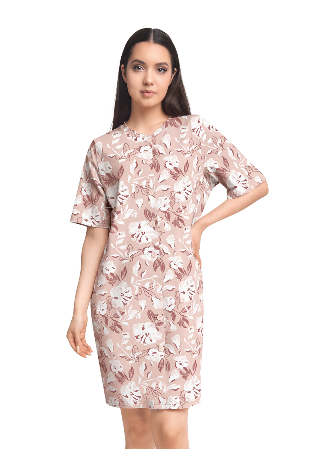 ст. цена2440руб.! CLEVER Халат LX13-1062ут.розовый/молочный