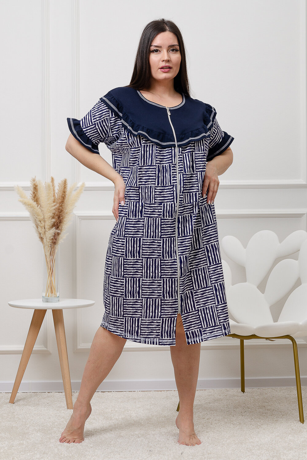 ст. цена1140руб.! Натали Халат 9243темно-синий