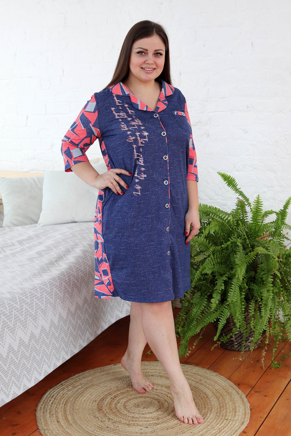 ст. цена912руб.! Натали Халат 9103коралл джинс