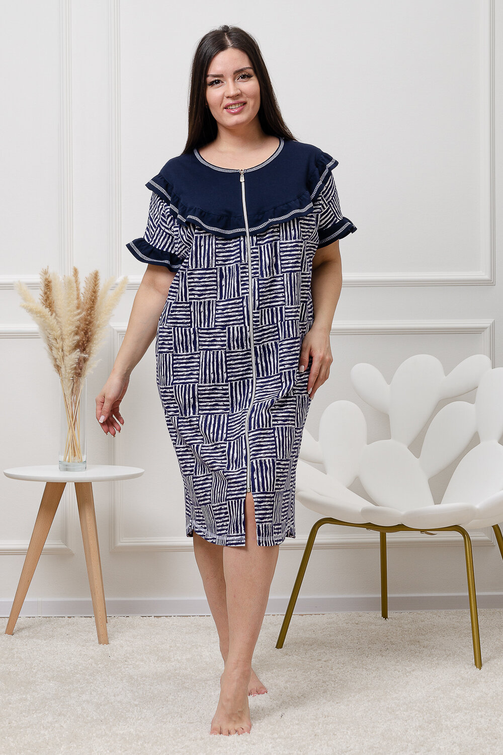 ст. цена1140руб.! Натали Халат 9243темно-синий