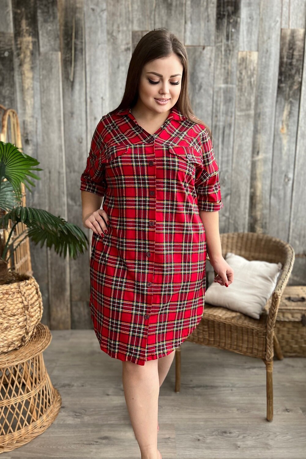 ст. цена757руб.! Натали Халат 8219красная клетка