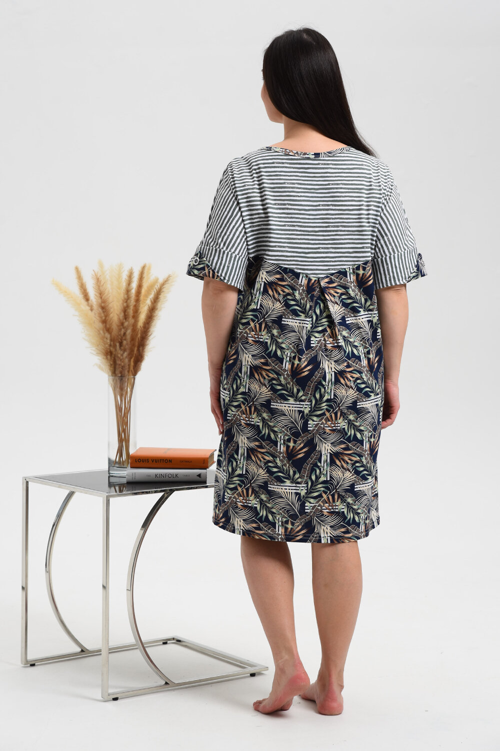 ст. цена1374руб.! Натали Халат 9256листья хаки полоса