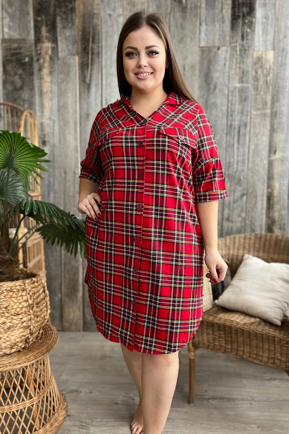 ст. цена757руб.! Натали Халат 8219красная клетка