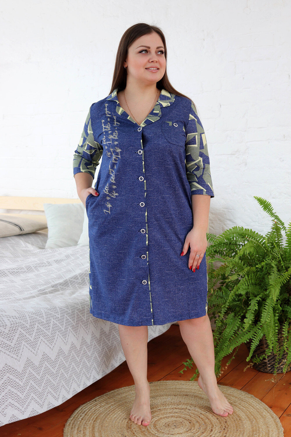 ст. цена912руб.! Натали Халат 9103хаки джинс